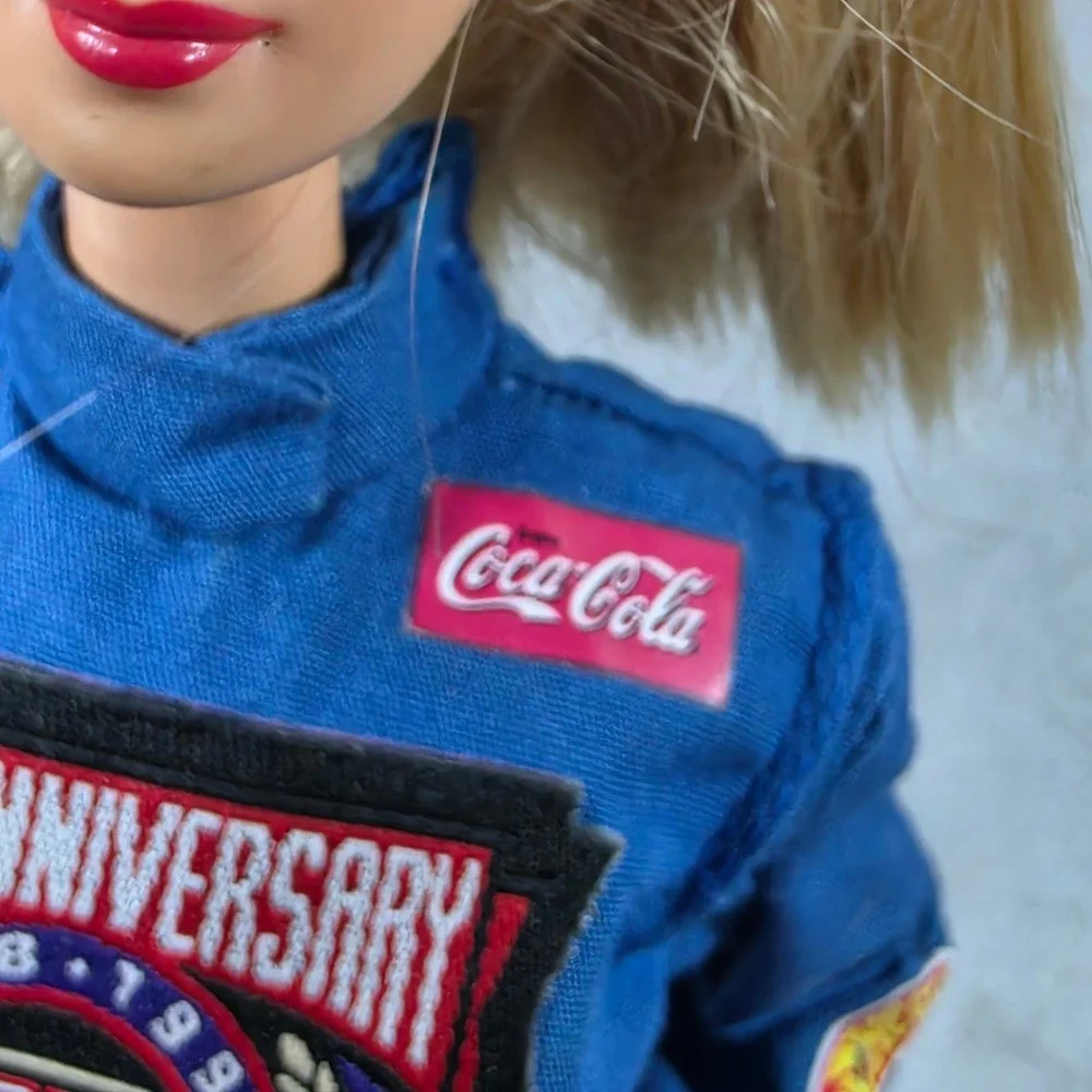 Hotwheels.NASCAR.Barbie 50th Anniversary Doll Blue Racing Suit 1998 Excellent